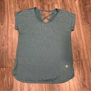 Women’s Short Sleeve Crisscross Back Tee - Teal Soft! S